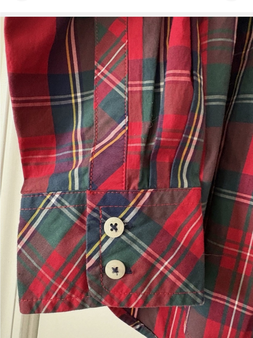Vineyard Vines Red and Green Plaid Button-Up Blouse Size 18 - Picture 7 of 8